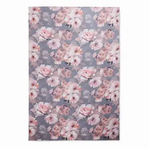 Catherine Lansfield Dining Dramatic Floral Wipe Clean 132x178 cm Table Cloth Grey