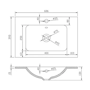 Bridge 595mm Single Bathroom Vanity with Integrated Glass Basin White / White