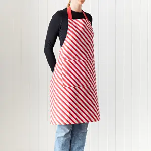 Catherine Lansfield Christmas Candy Cane Cotton 70x80 cm Kitchen Adult Apron White Red