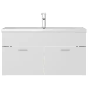 Berkfield Sink Cabinet with Built-in Basin White and Sonoma Oak Engineered Wood