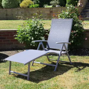 Charles Bentley Odyssey Folding Textilene Sun Lounger 7 Position Space Saving