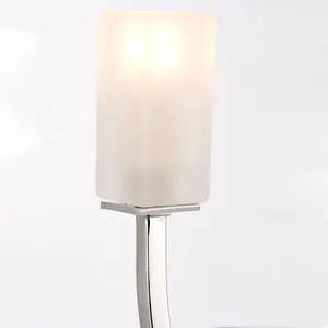 LED Twin Wall Light Modern Chrome Arm & Frosted Oblong Glass Shade Lamp Lighting