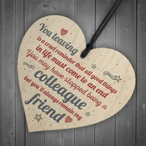 Red Ocean Colleague Gift Friendship Friend Wooden Heart Plaque Colleague Leaving Office Gift Thank You