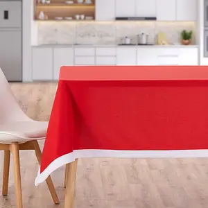 Celebright Christmas Santa's Fleecy Tablecloth Rectangle - 52in x 90in - Red/White