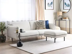 Boucle Sofa with Ottoman White TONSBERG