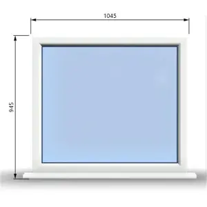 1045mm (W) x 945mm (H) PVCu StormProof Window - 1 Non Opening Window - Toughened Safety Glass - White