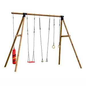 Galdar Wooden Garden Swing Set with Boxing Bag