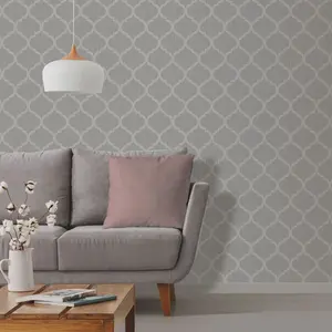 Crystal Trellis Wallpaper Silver Debona 8897