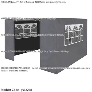 Side Walls Door & Windows for 3x3m Pop-Up Gazebo - GREY - Garden Party Tent