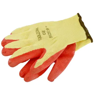 5 Pairs Builders Protective Gardening DIY 9" Latex Rubber Coated Gloves