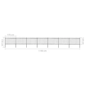 Berkfield Garden Fence with Spear Top Steel 11.9x1.2 m Black