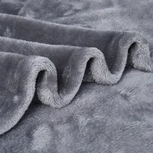 EHC Luxury Super Soft Snugly Solid Flannel Fleece Throw Bed Blankets, Grey 150cm x 200cm