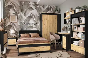 SPOT Chest of Drawers (H)890mm (W)920mm (D)380mm - Chic Bedroom Furniture in Black Matt and Oak Artisan