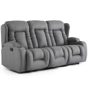 Caesar 3 Seater Grey Technology Fabric Modern Manual Recliner Sofa