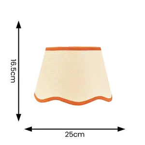 ValueLights Dutton Natural Fabric Rust Trim Scallop Edge Ceiling Floor Table Small Lamp Shade