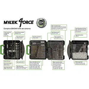 MYLEK 204 Piece Drill Bit And Screwdriver Accessory Set