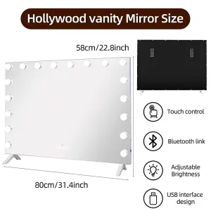 Matteo Hollywood Vanity Mirror Makeup Mirror 18 LED Dimmable Bulbs 3 Colour Bedroom Cosmetic Mirror Table and Wall MT008058-2