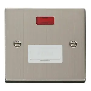 Stainless Steel 13A Fused Connection Unit With Neon - White Trim - SE Home