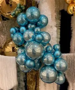 60 Sugar Blue Baubles Assorted Shatterproof Christmas Tree Hanging Decs