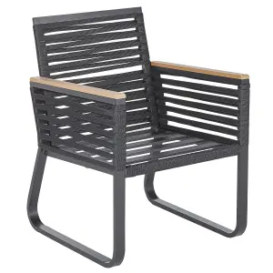 Set of 2 Garden Chairs with Cushions CANETTO Metal Black