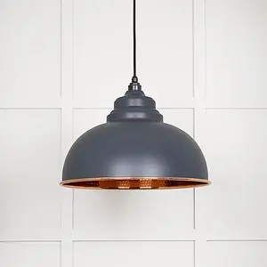 Hammered Copper Harborne Pendant in Slate