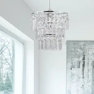 First Choice Lighting Three Tier Acrylic Crystal Light Shade