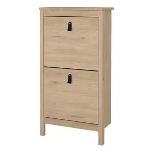 Barcelona Shoe Cabinet 2 Flap Doors in Jackson Hickory Oak