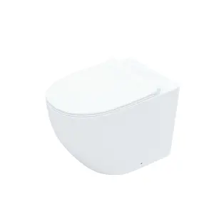 Nes Home Modern Back To Wall Toilet WC Rimless Designed Pan and Soft Close Seat White