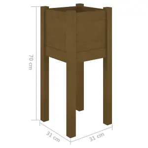 Berkfield Garden Planters 2 pcs Honey Brown 31x31x70 cm Solid Pinewood