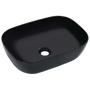 Belfry Bathroom Fullilove 180mm L x 320mm W Ceramic Rectangular Countertop Basin Sink Black