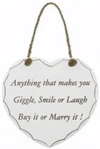 Hanging Wooden Heart Shaped Plaque Decoration Home Message Anything That Makes You Giggle