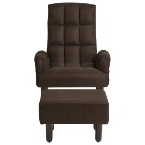 Recliner Chair OLAND with Footstool Linen Dark Brown