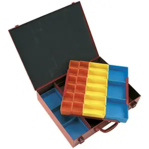 Durable 27 Compartment Metal Storage Case for Tools and Components