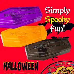 Halloween Sweet Bowl - Skeleton Coffin Box With Lid Scary Halloween Purple