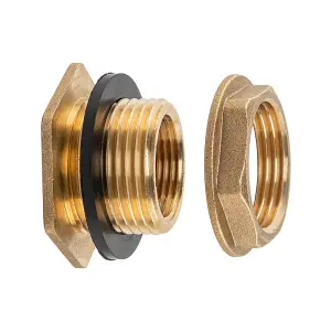 solid brass waterbutt/tank outlet adaptor 1" bsp female/1.25" male (42 mm hole)