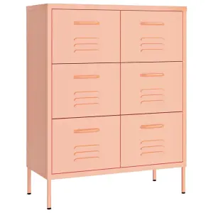 Berkfield Drawer Cabinet Pink 80x35x101.5 cm Steel