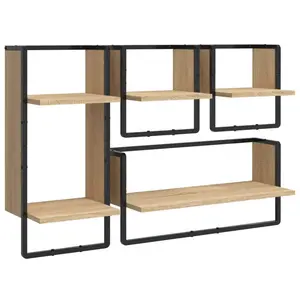 Marusya 4 Piece Floating Shelf (Set of 4) Sonoma Oak