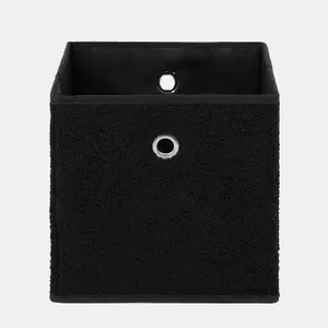 OHS Boucle Cube Folding Space Saving Storage Boxes, Black - 6 Pack