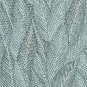 Erismann Martinique Palm Leaves Foliage Textured Green Grey Wallpaper