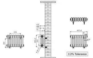 Right Radiators 300x427 mm Horizontal Traditional 3 Column Cast Iron Style Radiator Anthracite