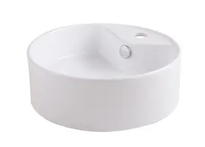 GoodHome Vorma Gloss White Round Counter top Basin (W)38.4cm