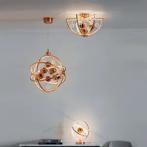 LED Ceiling Pendant Light 10.1W Warm White Copper 480mm Round Feature Lamp Shade