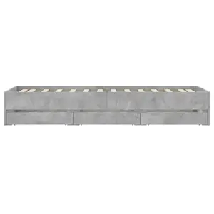 Berkfield Bed Frame with Drawers without Mattress Concrete Grey 90x190 cm Single