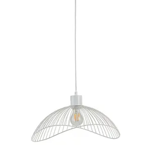 Luminosa Modern Hanging Pendant Black Matt 1 Light  with White Matt Shade, E27