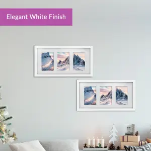 Innoteck Essentials 3 in 1 Matt Wooden Photo Frame - White