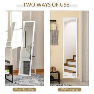 HOMCOM Full Length Mirror, Floor Standing or Wall-Mounted Long Mirror, White