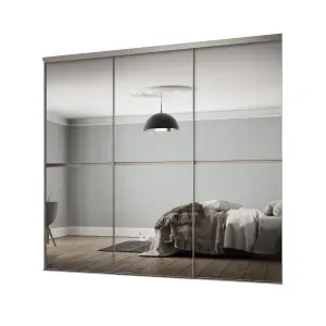 Minimalist Panelled Mirrored 3 door Sliding Wardrobe Door kit (H)2260mm (W)2702mm