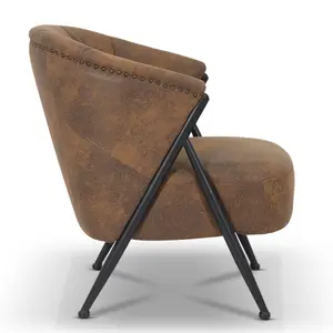 Faux Leather Suede Brown Viviana Accent Chair