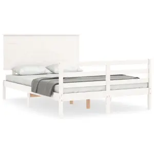 Berkfield Bed Frame with Headboard White 140x200 cm Solid Wood