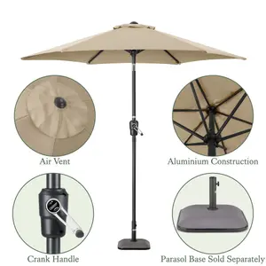 2.4m Crank and Tilt Parasol - Taupe